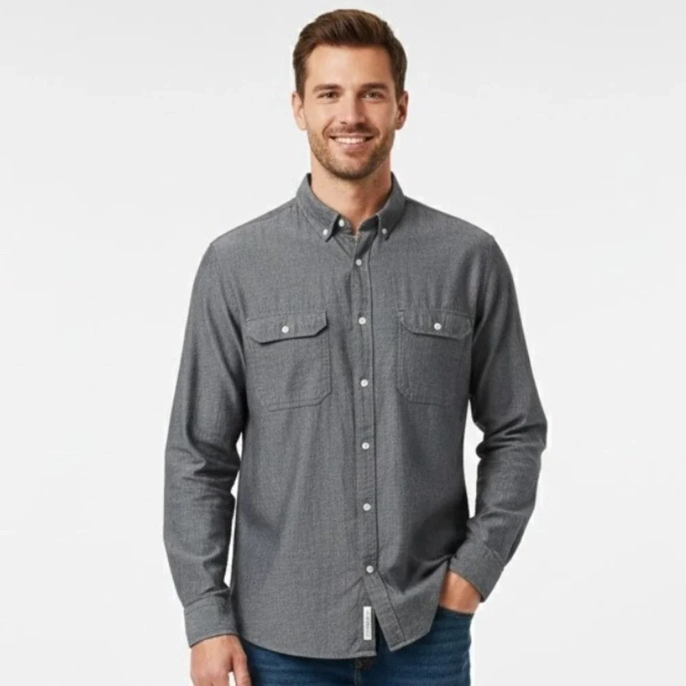 Banana Republic Mens XL Standard Fit Long Sleeve Button Down Shirt Gray‎ Cotton